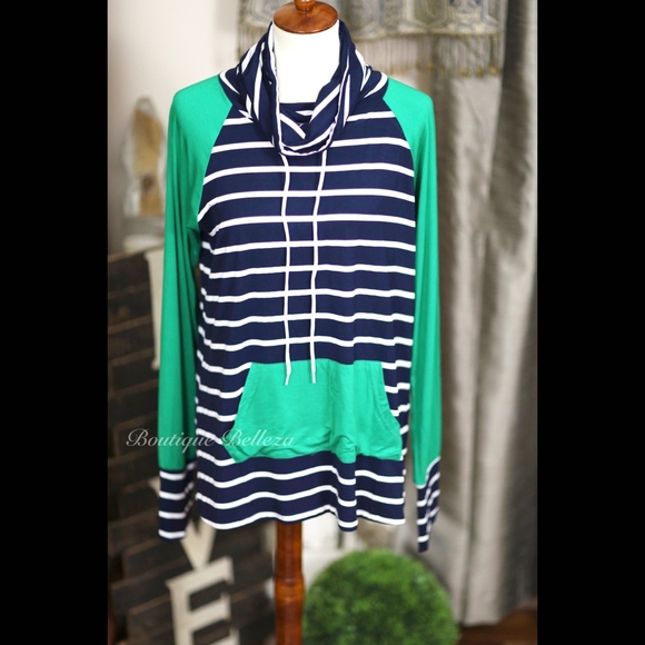 Navy & Green Funnel Neck - Picture 6 of 8
